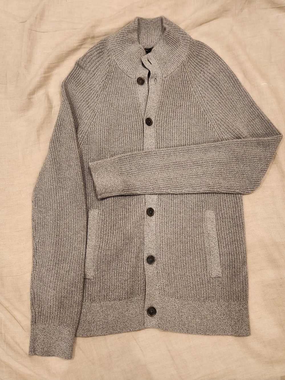 Banana Republic Light Gray Knit Button-Up Cardigan